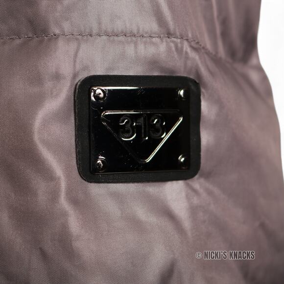 313 Tre Uno Tre Duck Down Puffer Belted Fur Hood Long Winter Coat Gray Size L - Picture 5 of 13